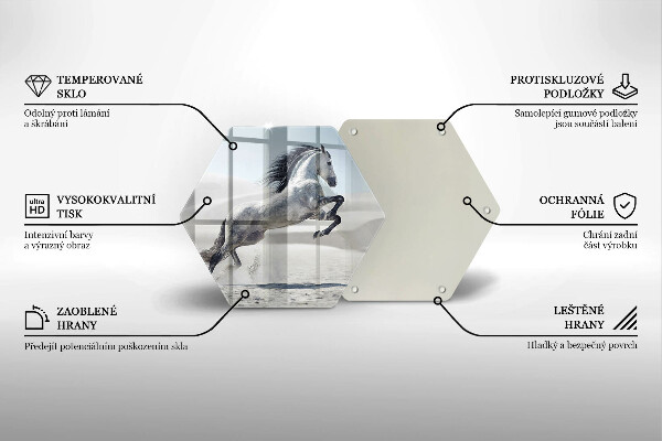 Tagliere in vetro Destriero del cavallo bianco