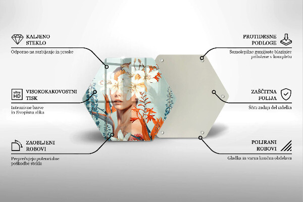 Tagliere in vetro Donna tra i fiori