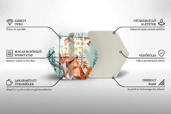 Tagliere in vetro Donna tra i fiori