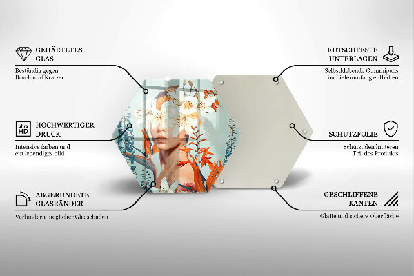 Tagliere in vetro Donna tra i fiori