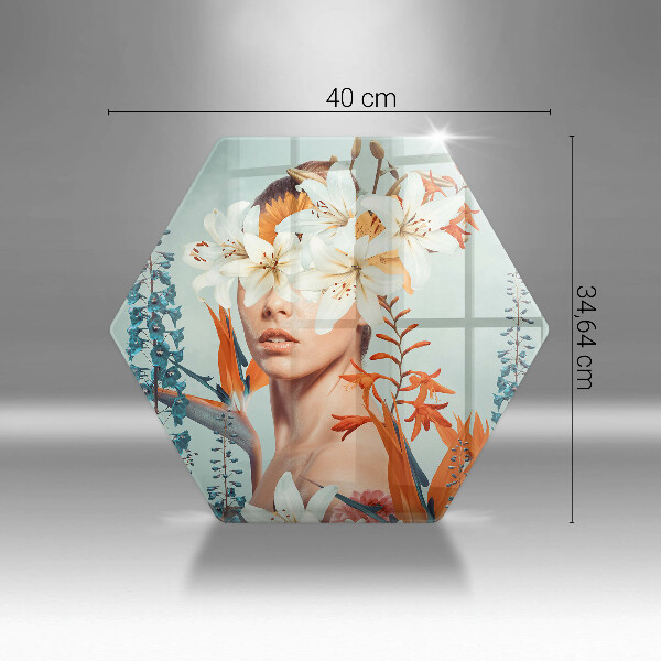 Tagliere in vetro Donna tra i fiori