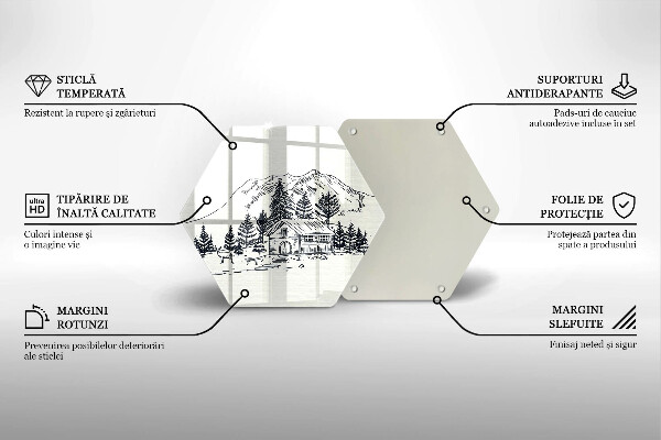 Tagliere in vetro Disegno di una baita in montagna