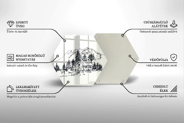 Tagliere in vetro Disegno di una baita in montagna