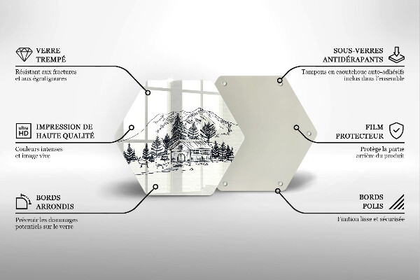 Tagliere in vetro Disegno di una baita in montagna