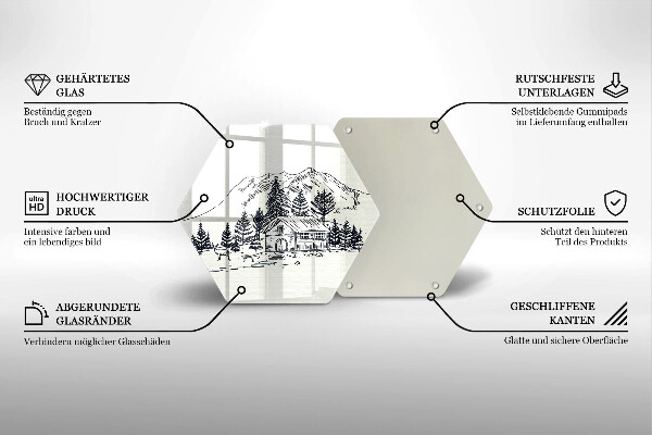 Tagliere in vetro Disegno di una baita in montagna