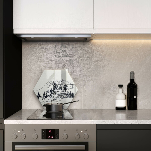 Tagliere in vetro Disegno di una baita in montagna