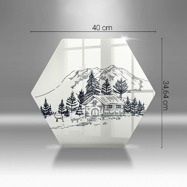 Tagliere in vetro Disegno di una baita in montagna