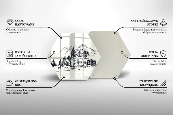 Tagliere in vetro Disegno di una baita in montagna