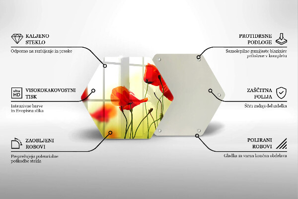 Tagliere in vetro Fiori di papaveri rossi