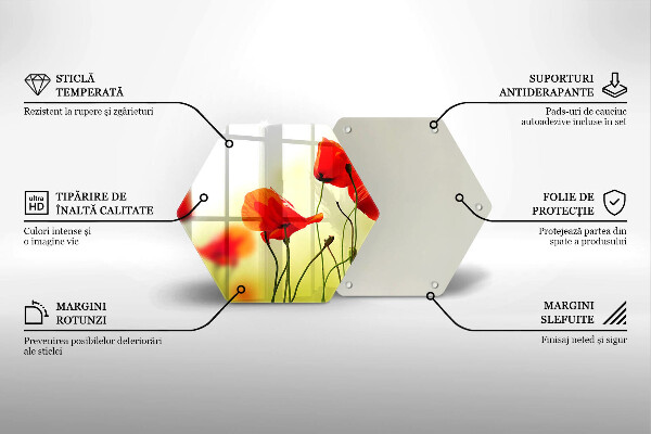 Tagliere in vetro Fiori di papaveri rossi