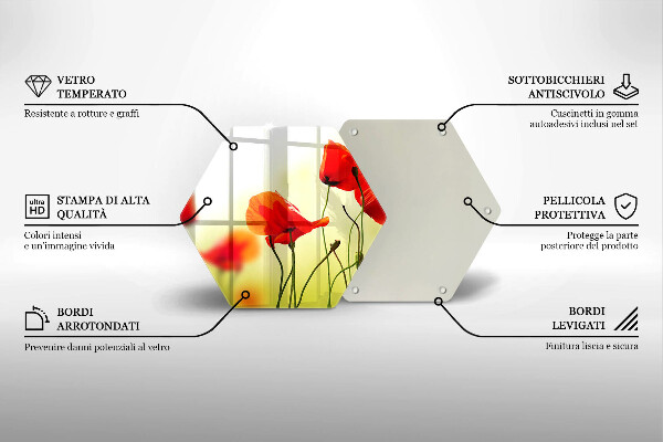 Tagliere in vetro Fiori di papaveri rossi