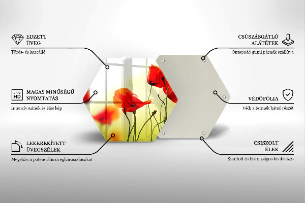 Tagliere in vetro Fiori di papaveri rossi