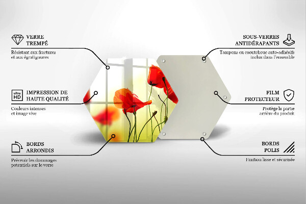 Tagliere in vetro Fiori di papaveri rossi