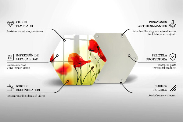 Tagliere in vetro Fiori di papaveri rossi