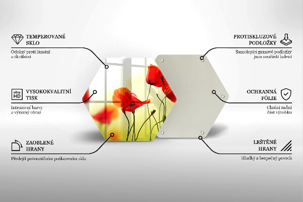 Tagliere in vetro Fiori di papaveri rossi