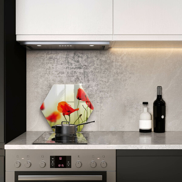 Tagliere in vetro Fiori di papaveri rossi