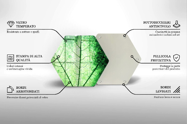 Tagliere in vetro Foglia venata decorativa