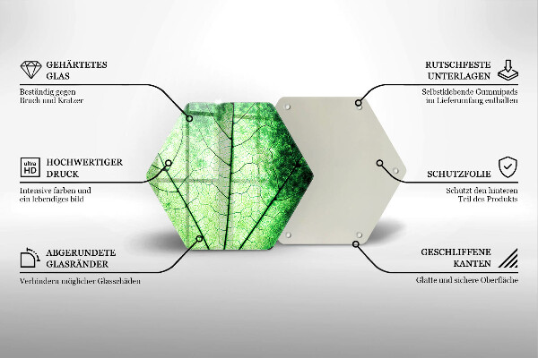 Tagliere in vetro Foglia venata decorativa