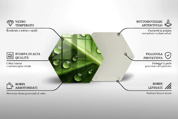 Tagliere in vetro Rugiada e foglia della natura