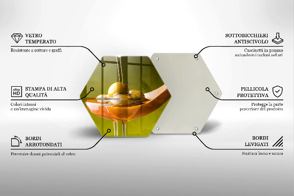 Tagliere in vetro Olio d'oliva e olive