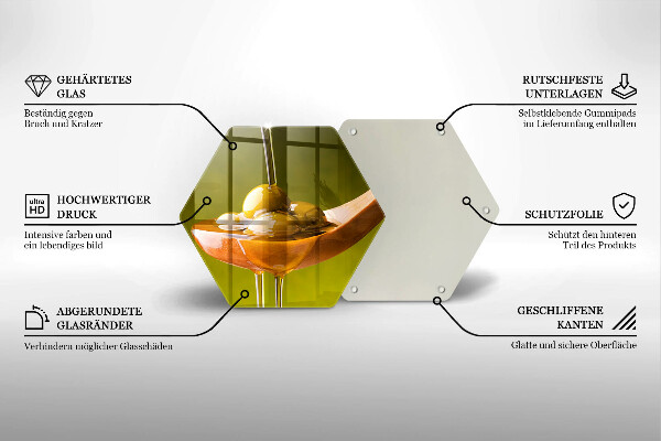 Tagliere in vetro Olio d'oliva e olive