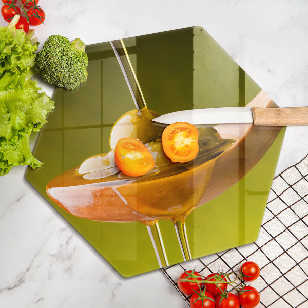 Tagliere in vetro Olio d'oliva e olive