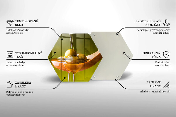 Tagliere in vetro Olio d'oliva e olive