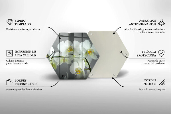 Tagliere in vetro Fiori di orchidea bianca