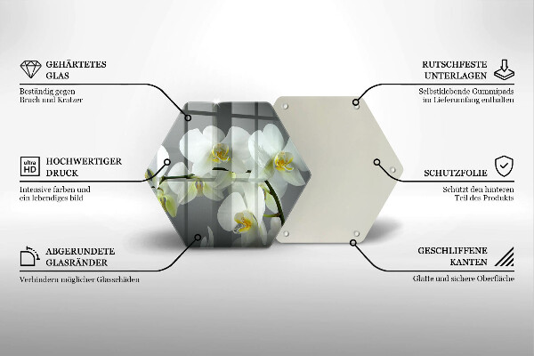 Tagliere in vetro Fiori di orchidea bianca