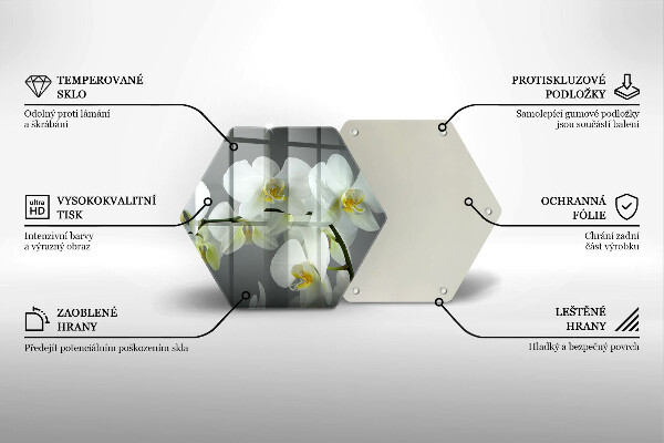 Tagliere in vetro Fiori di orchidea bianca