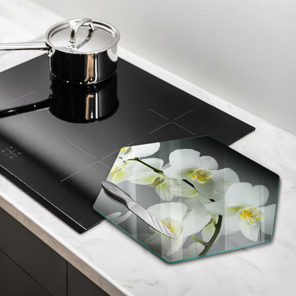 Tagliere in vetro Fiori di orchidea bianca