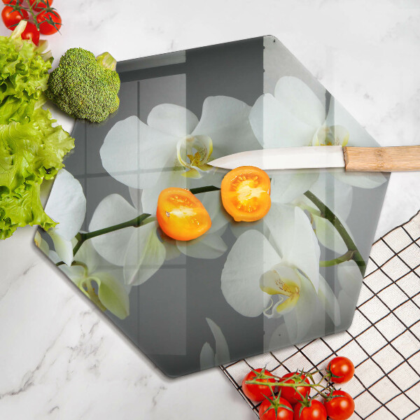 Tagliere in vetro Fiori di orchidea bianca