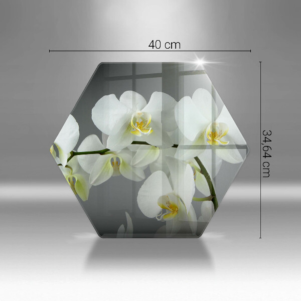 Tagliere in vetro Fiori di orchidea bianca