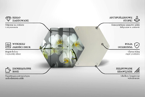 Tagliere in vetro Fiori di orchidea bianca