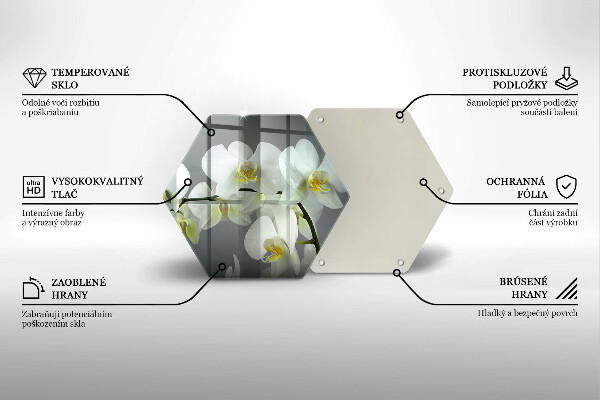 Tagliere in vetro Fiori di orchidea bianca