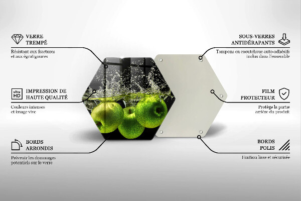 Tagliere in vetro Mele verdi e acqua