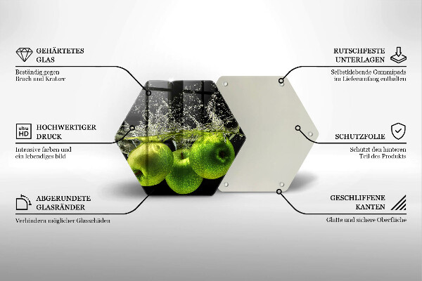 Tagliere in vetro Mele verdi e acqua