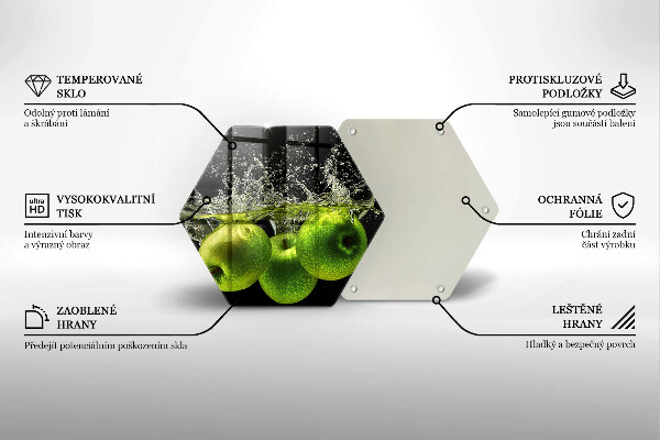 Tagliere in vetro Mele verdi e acqua