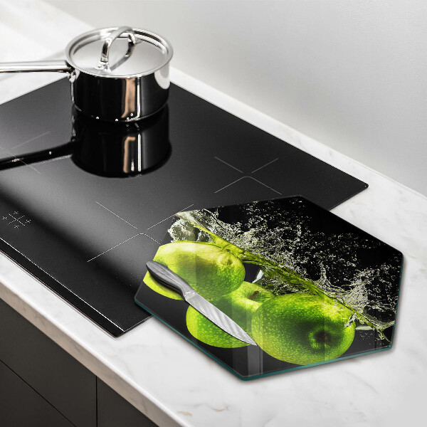 Tagliere in vetro Mele verdi e acqua