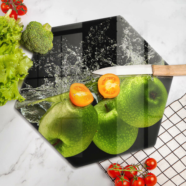 Tagliere in vetro Mele verdi e acqua