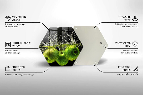 Tagliere in vetro Mele verdi e acqua