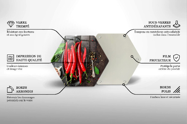 Tagliere in vetro Peperoncini rossi