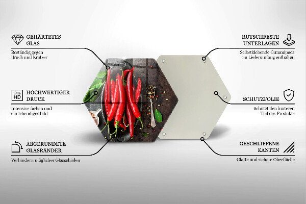 Tagliere in vetro Peperoncini rossi