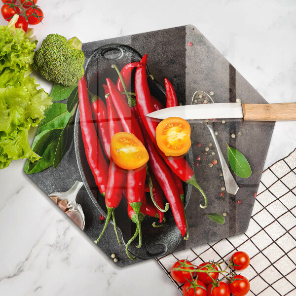 Tagliere in vetro Peperoncini rossi