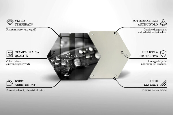 Tagliere in vetro Gocce di rugiada sulle foglie