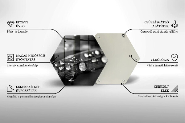 Tagliere in vetro Gocce di rugiada sulle foglie
