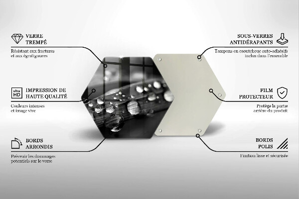 Tagliere in vetro Gocce di rugiada sulle foglie