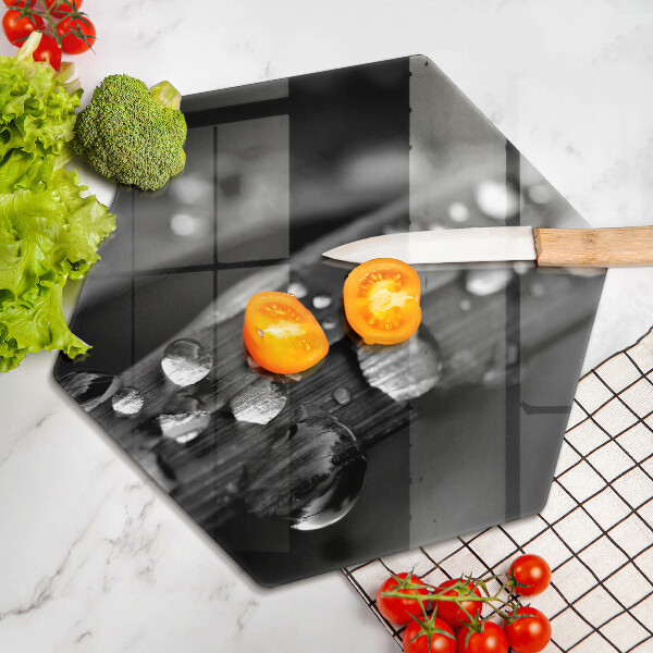 Tagliere in vetro Gocce di rugiada sulle foglie