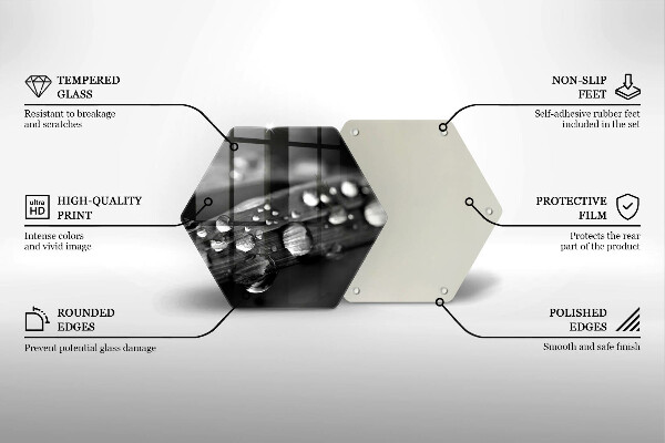 Tagliere in vetro Gocce di rugiada sulle foglie