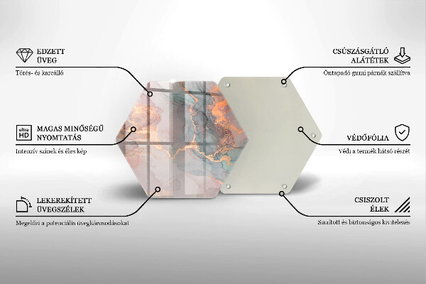 Tagliere in vetro Marmo con oro